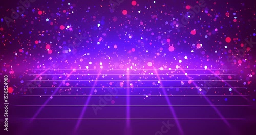 Creative grid placement with glittering shimmering particle dust flow 4K. 3d unique particle grid technology award show achievements bg. Diminishing perspective wireframe dots cyberspace corporate.
