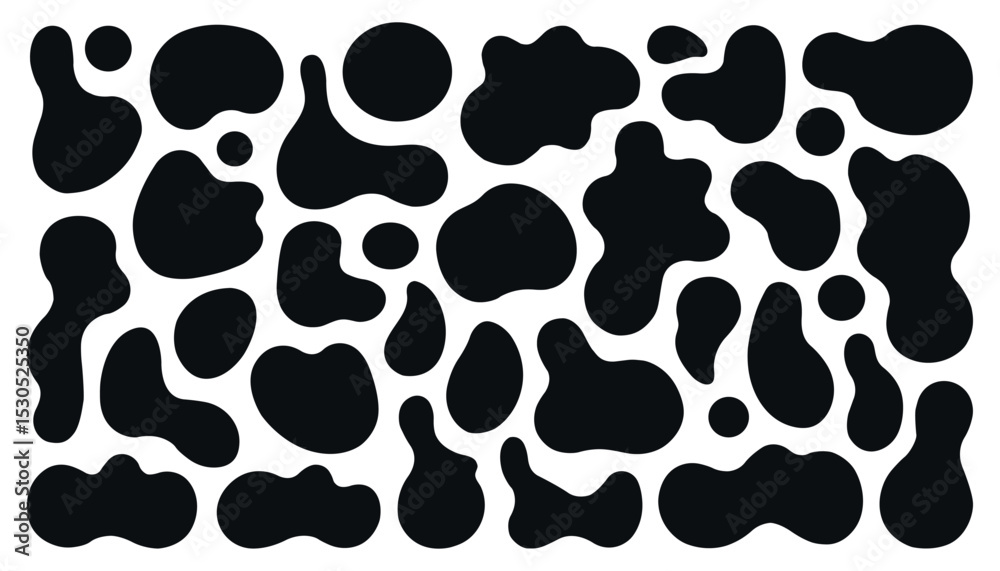 Fototapeta premium Organic shape round form set. Liquid organic blob