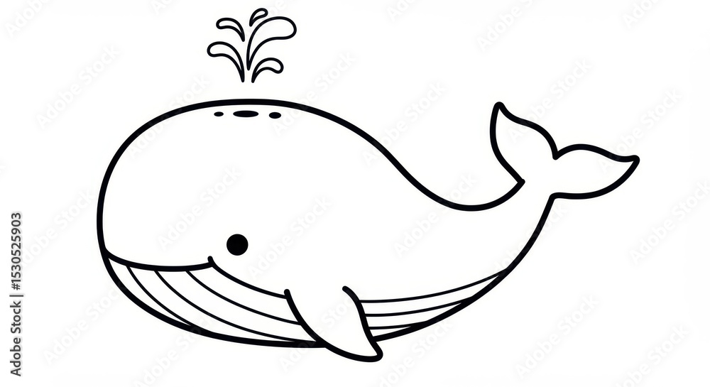 Obraz premium Cartoon Whale with Spout of Water
