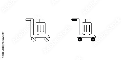 luggage cart set icon with white background vector stock illustration