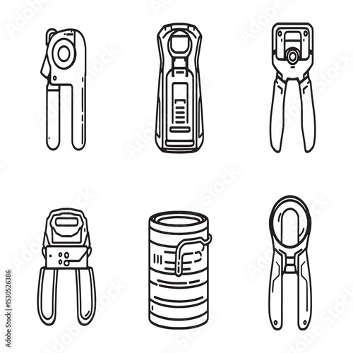 Clean Vector Illustration of Electric Can Opener Line Art Style