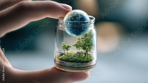 Miniature Earth and Eco-Friendly Garden in a Jar