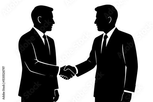 Two business professionals shaking hands in a collaboration gesture  