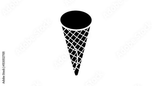 empty ice cream cone, black isolated silhouette