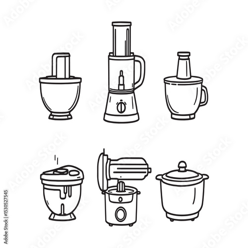 Clean vector line art design of a kitchen food processor