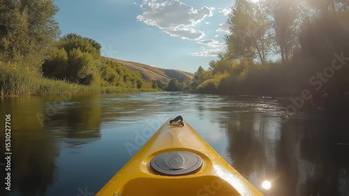 Wallpaper Mural Kayaking adventure down calm river, tranquil scenic views and reflections Torontodigital.ca