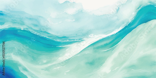 A peaceful abstract watercolor background in soft blue and green tones, resembling the calm ocean. Ideal for web design, stationery, and digital backdrops.
