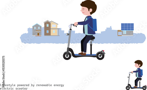 Going out on an electric scooter !： in the town