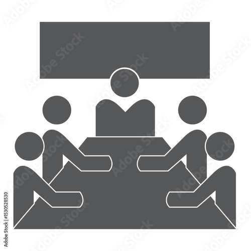 Business meeting flat icon vector set. Containing teamwork, conference, workplace, seminar, teaching, classroom, interview, discussion, forum, presentation, online video, discourse, group talk