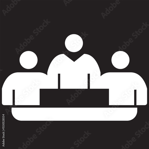 Business meeting flat icon vector set. Containing teamwork, conference, workplace, seminar, teaching, classroom, interview, discussion, forum, presentation, online video, discourse, group talk