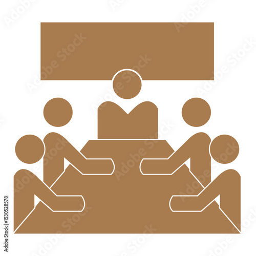 People meeting icon set business meetings presentation marketing temwork management finance table employee group company partnership