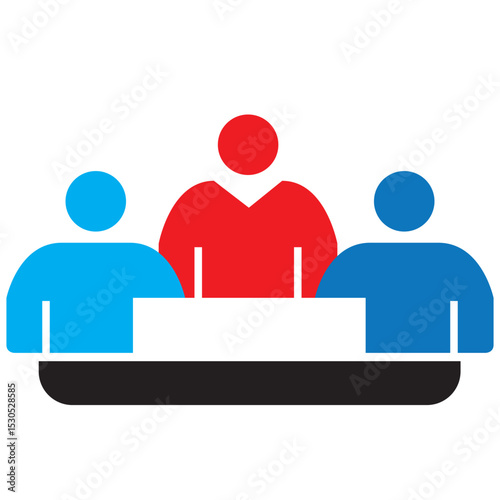 People meeting icon set business meetings presentation marketing temwork management finance table employee group company partnership