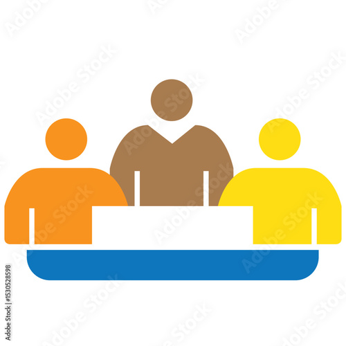 People meeting icon set business meetings presentation marketing temwork management finance table employee group company partnership