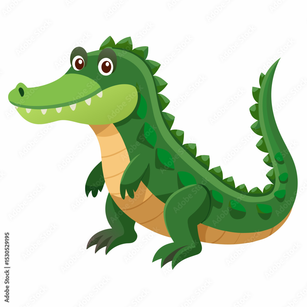 Fototapeta premium Detailed Crocodile Illustration on White Vector Design Featuring a Realistic Crocodile Isolated on a Clean White Background Ideal for Various