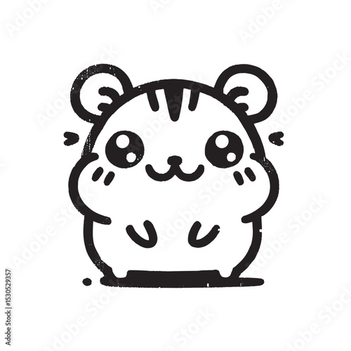 Adorable Hamster Black and White Line Art Illustration for Cute Animal Lovers