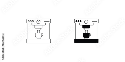 coffee machine set icon with white background vector stock illustration