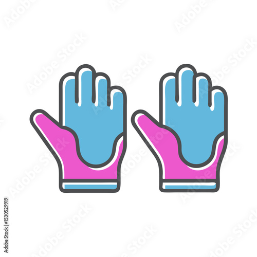 Colorful gloves with blue and pink design for various uses  