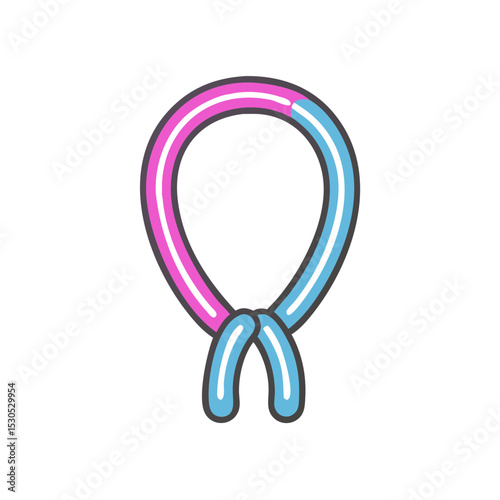 Colorful hair elastic in pink and blue design