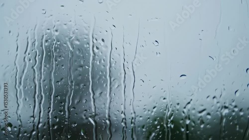 Wallpaper Mural Rainy days: Close-up of raindrops on window with blurred background and calming atmosphere Torontodigital.ca