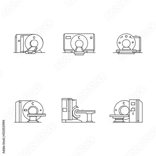 CT scan machine vector illustration line art style