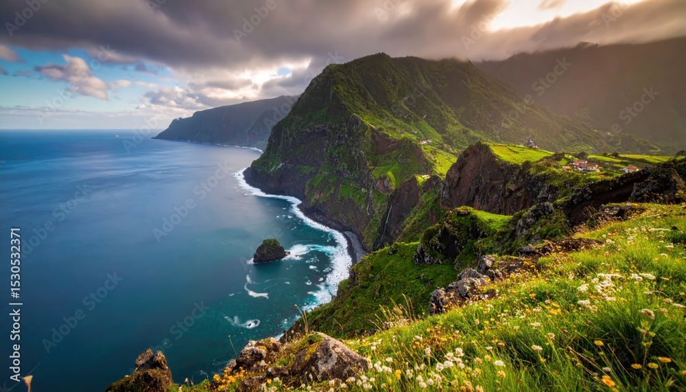 Fototapeta premium Scenic Coastal Cliffs of Madeira Island, Portugal