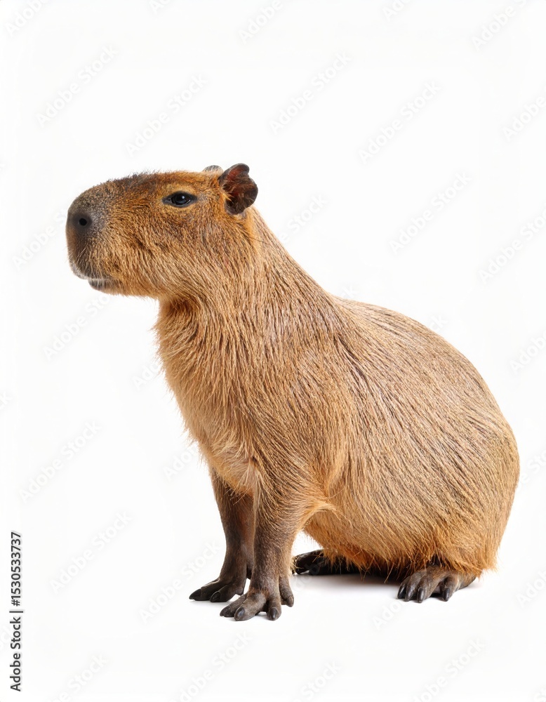 Fototapeta premium Cute capibara over white background, no shadow
