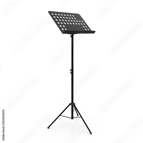 Billede på lærred Perforated Music Stand with Tripod Base isolated on transparent background