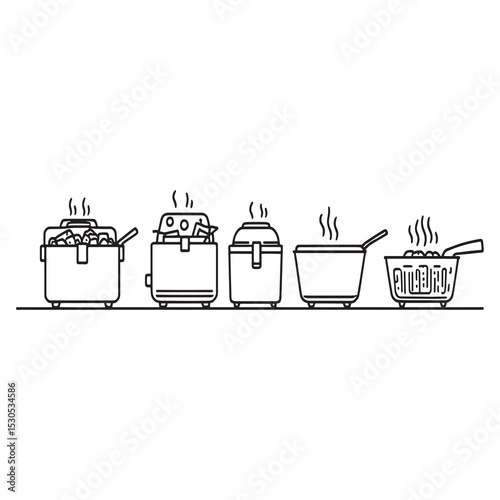 deep fryer minimalistic vector line art cooking device