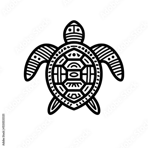 Modern illustration of a sea turtle icon set against a white background