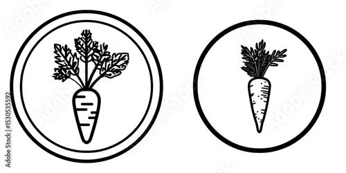 Web design icon featuring a modern outlined diet carrot on white background