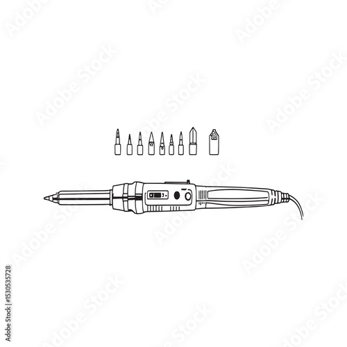 Detailed Line Art Vector of Current Limiter Soldering Iron Tool