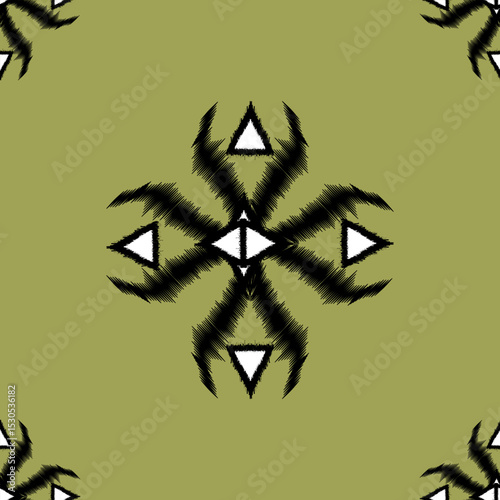 This ikat textile pattern features classic geometric  a modern ethnic twist. Ideal for various creative applications such as textile design, printable materials, interior decoration ,digital product