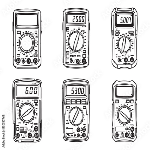 Digital multimeter line art symbol for electric diagnostic tool