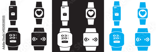Smart Watch Icon. Vector for time, apps, notifications, GPS,  mail, etc.  Vector for websites, mobile interfaces, presentations, banner, visual branding etc. Vector illustration. EPS 10