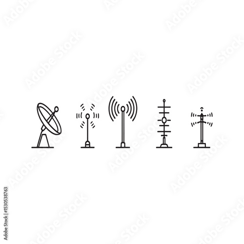 digital signal transmission antenna icon linear illustration