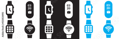Smart Watch Icon. Vector for time, apps, notifications, GPS,  mail, etc.  Vector for websites, mobile interfaces, presentations, banner, visual branding etc. Vector illustration. EPS 10