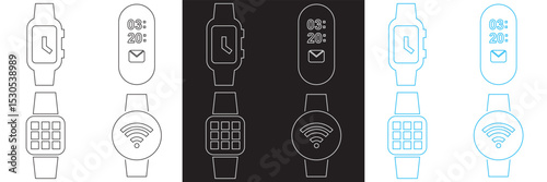 Smart Watch Icon. Vector for time, apps, notifications, GPS,  mail, etc.  Vector for websites, mobile interfaces, presentations, banner, visual branding etc. Vector illustration. EPS 10