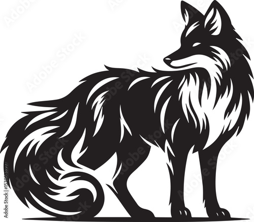 Vector silhouette of fox 