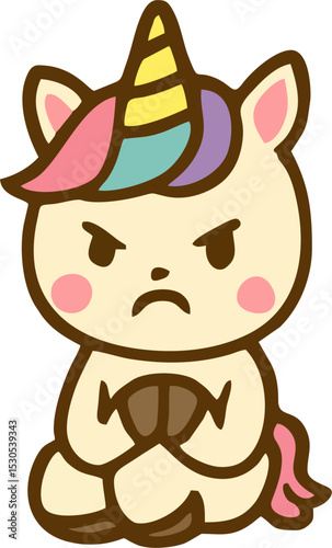 adorable grumpy unicorn vector