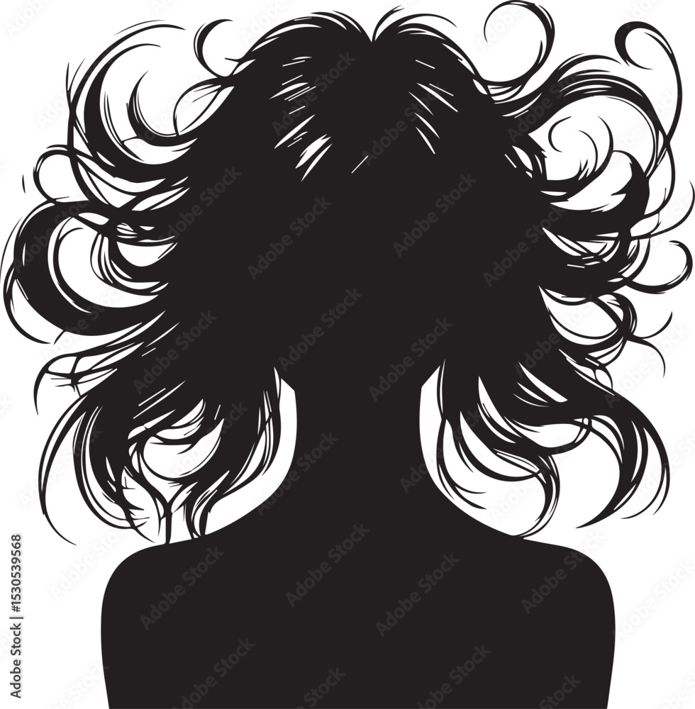 Fototapeta premium Girl face with hairs vector silhouette 