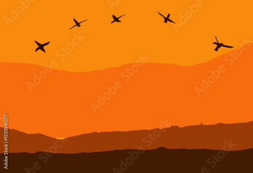 Colorful hand-drawn doodles on orange background