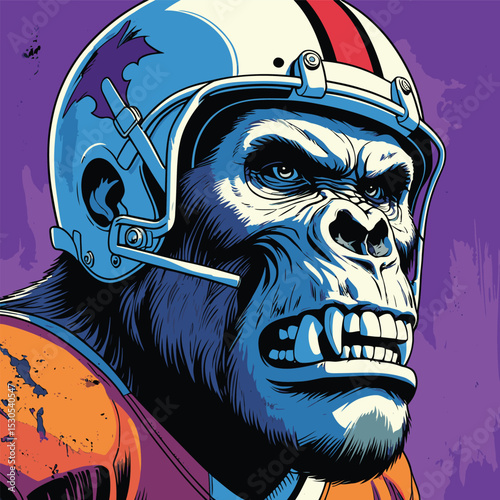 gorilla wearing american football helmet