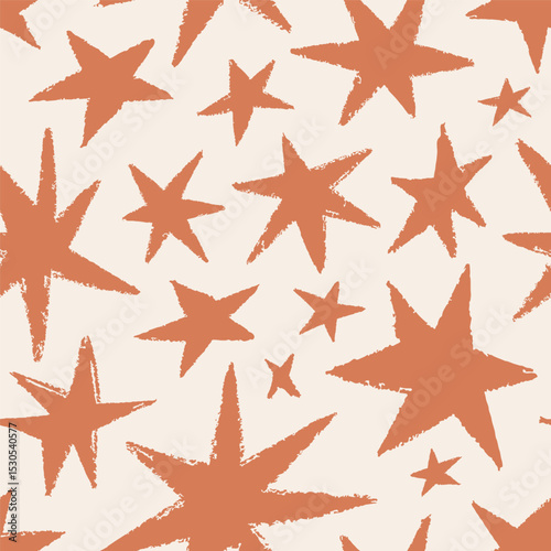 Star texture pattern. Seamless repeating print, starry background in modern s...