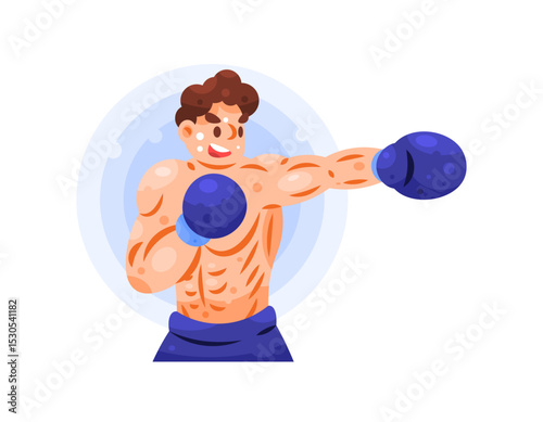 illustration of male boxer. doing jab. practicing punching or boxing training. athlete and fighter. exercise and wellness. movement, expression, gesture. flat style character design