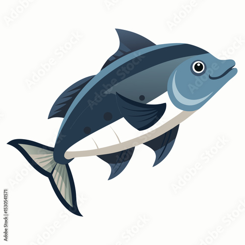 Halibut illustration on a clean white background showcasing a detailed vector design of the flatfish ideal for seafood or culinary