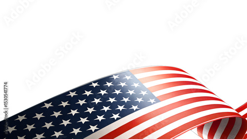 A red, white and blue ribbon with stars , USA United State of America flag ribbon, usa flag decorative banner border divider stripe set vector design template