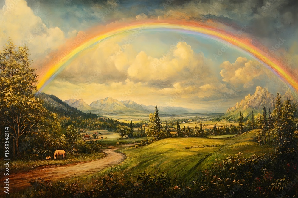 Obraz premium rainbow over the countryside