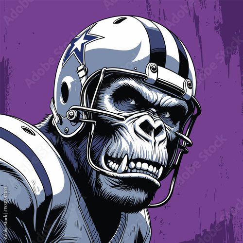 gorilla wearing american football helmet