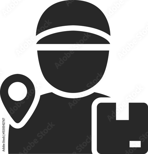 Delivery man solid icon used in logistics, shipping service, and courier job design themes.