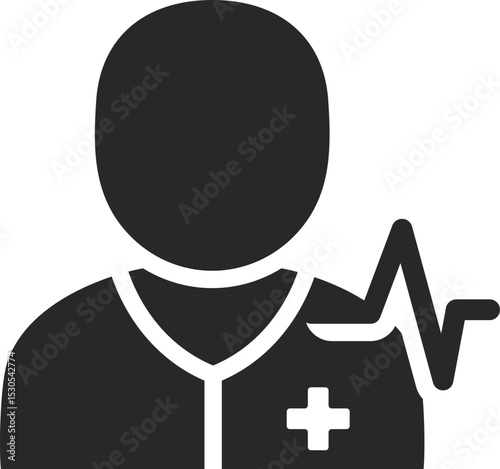 Emergency medic solid icon used in urgent care, medical response, and healthcare service designs.